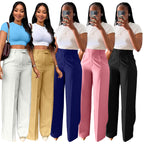 Women's High Waist Wide-Leg Straight Pants