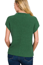 Sarah Express Women's Mock Neck Short Sleeve Sweater | Pocketed | 100% Cotton | S-L