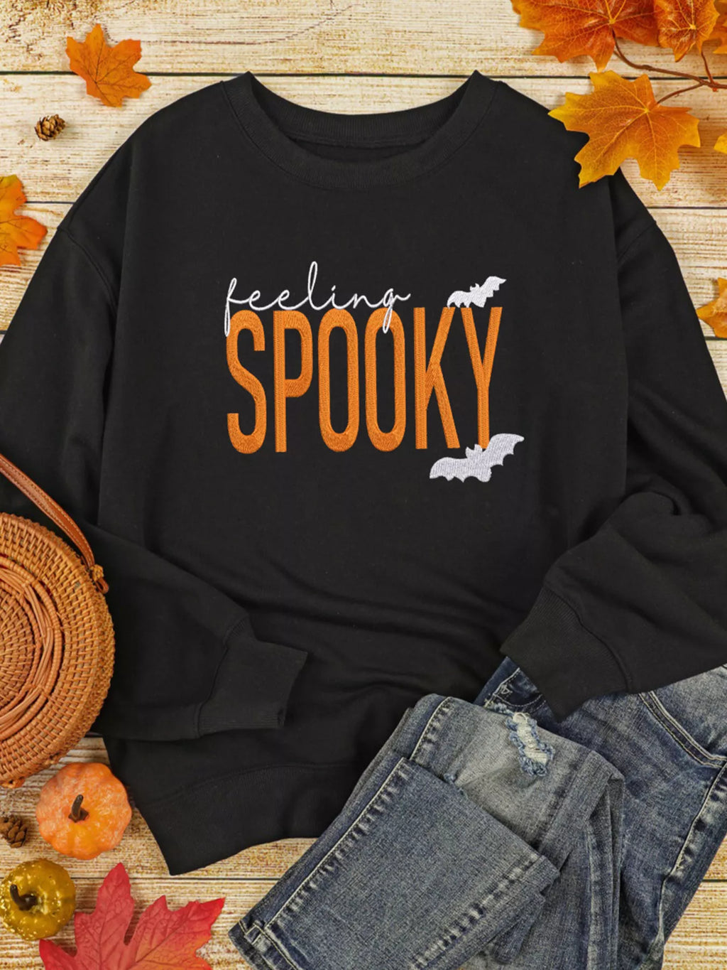 Sarah Express Women's Feeling Spooky Halloween Embroidered Sweatshirt