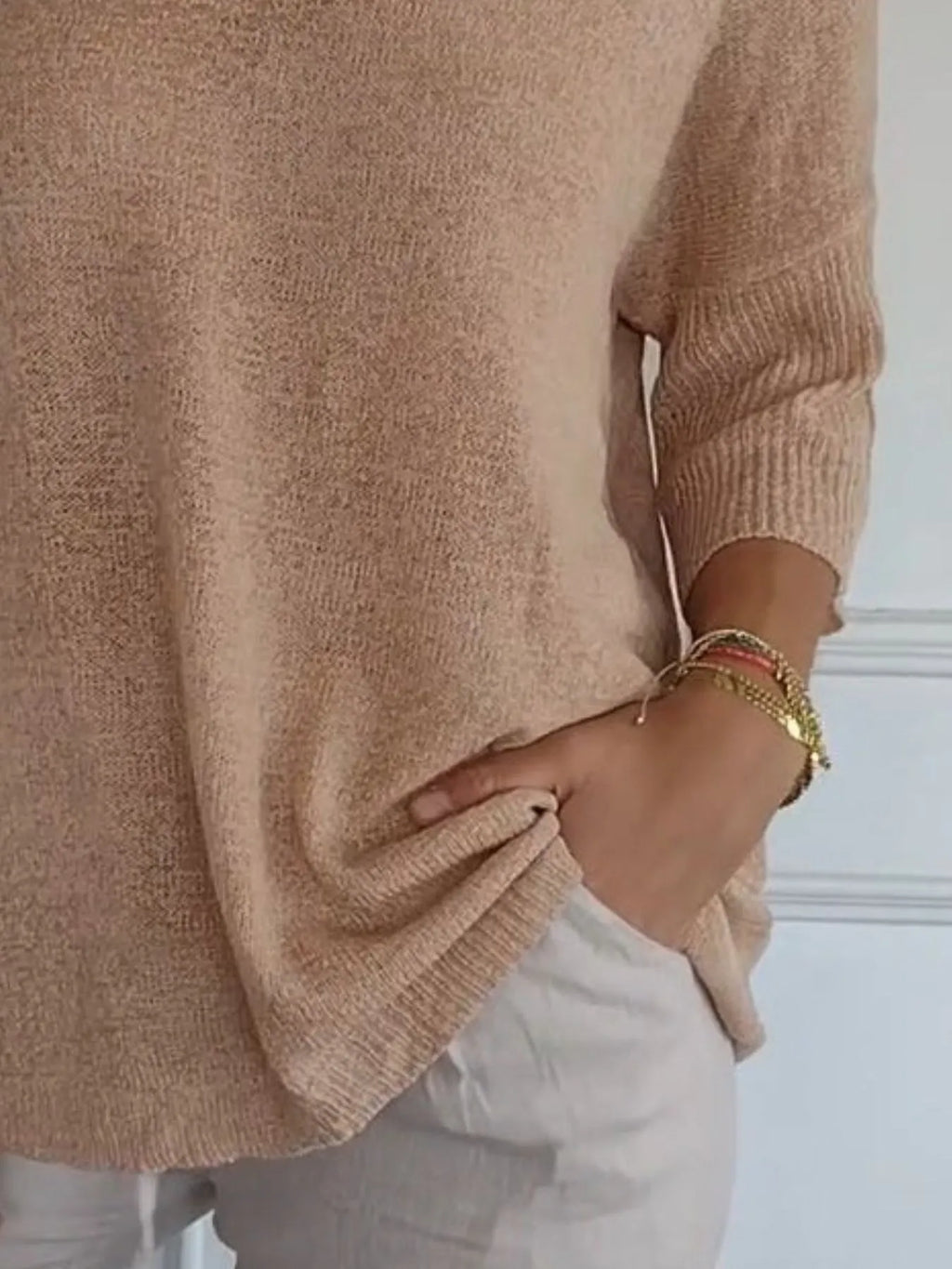 Sarah Express Women's Relaxed Fit Ribbed Hem Sweater Plus Size