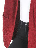 Long Sleeve Popcorn Sweater Cardigan with Pockets