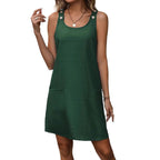 Women's Denim Style Sleeveless Casual Dress Polyester Mini Dress