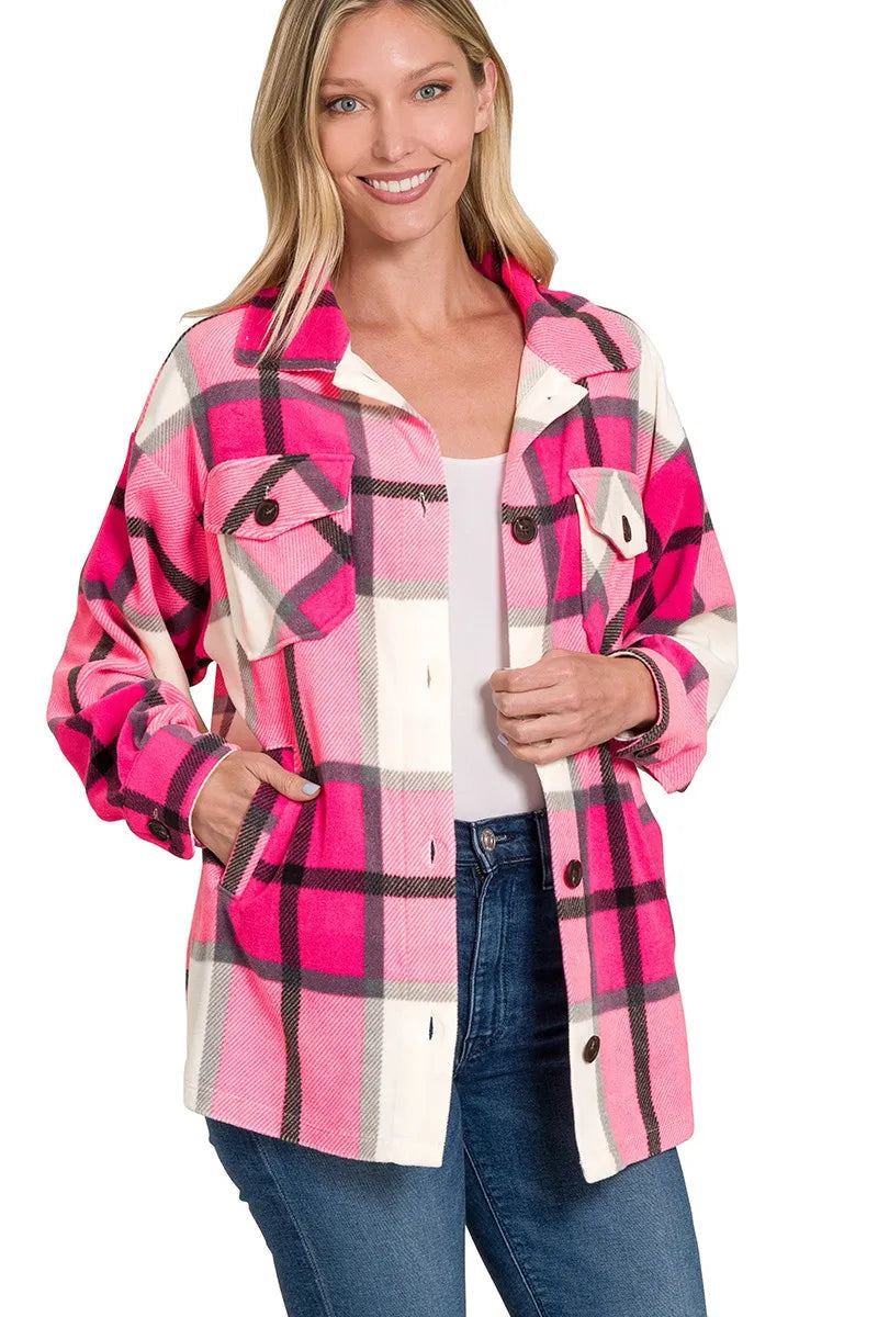 Oversized Plaid Fleece Shacket