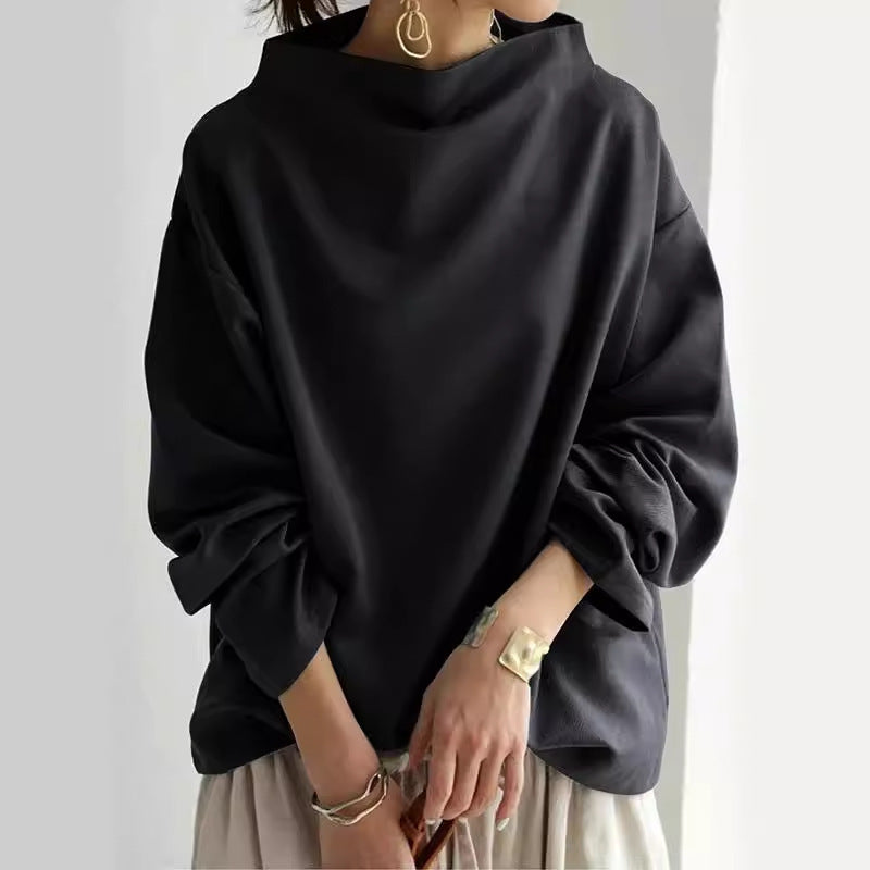 Women's Solid Color Loose Casual Top Long Sleeve