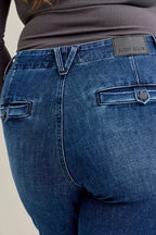 Sarah Express Women’s Plus Size Mid Rise Bootcut Jeans with Welt Pockets
