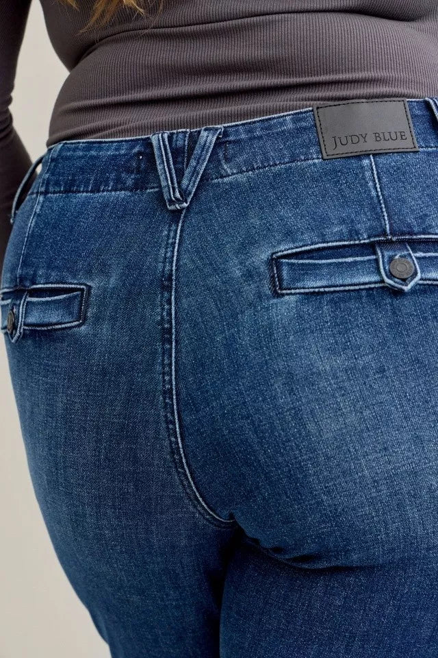 Sarah Express Women’s Plus Size Mid Rise Bootcut Jeans with Welt Pockets
