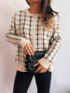 Sarah Express Women's Plaid Pattern Zip Up Cardigan