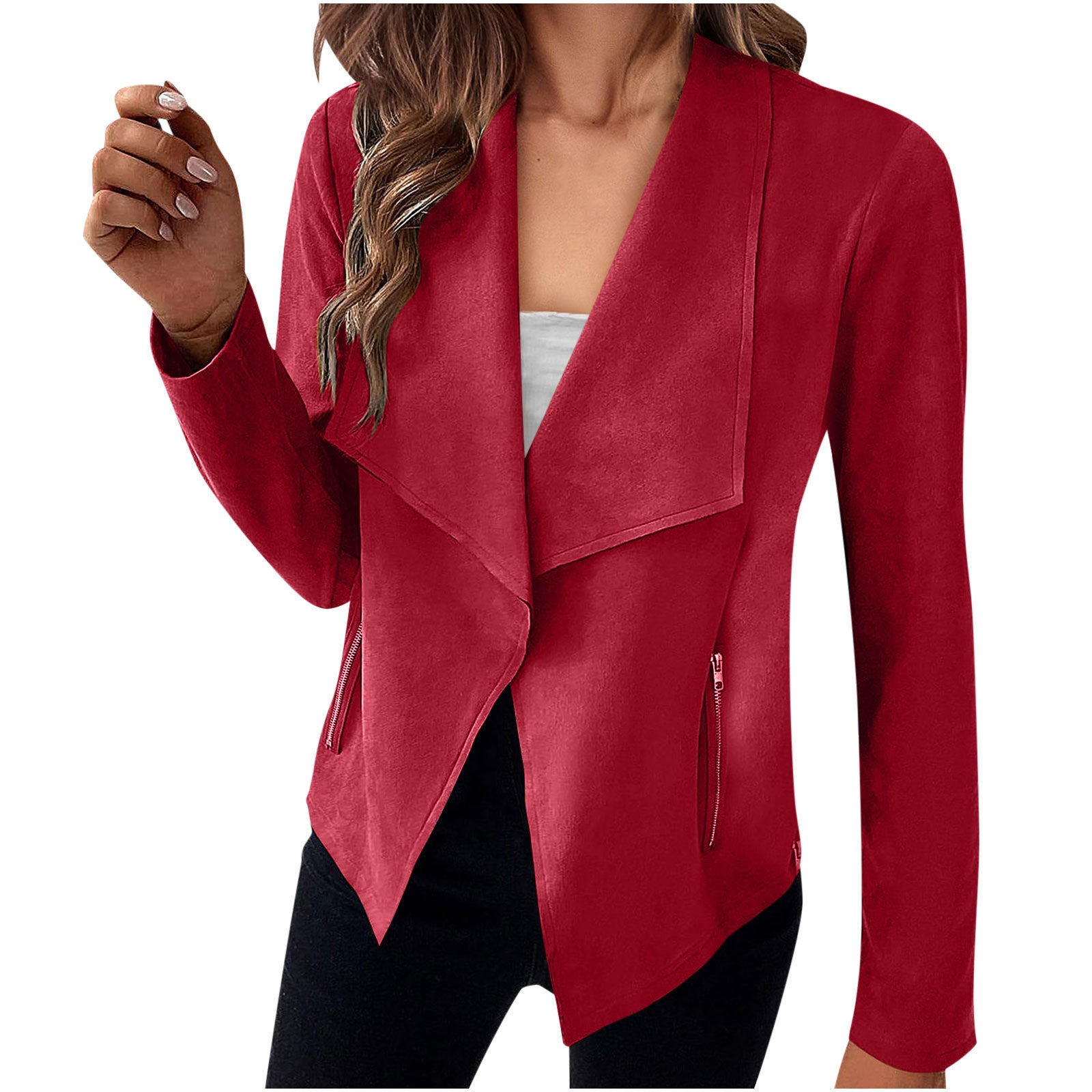 Women's Solid Color Suede Jacket Long Sleeve Button Front Coat