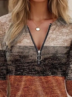 Sarah Express Women's Quarter Zip Color Block Top - Sporty Athleisure Pullover