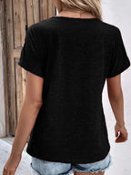 Sarah Express Women's Decorative Button Short Sleeve T-Shirt