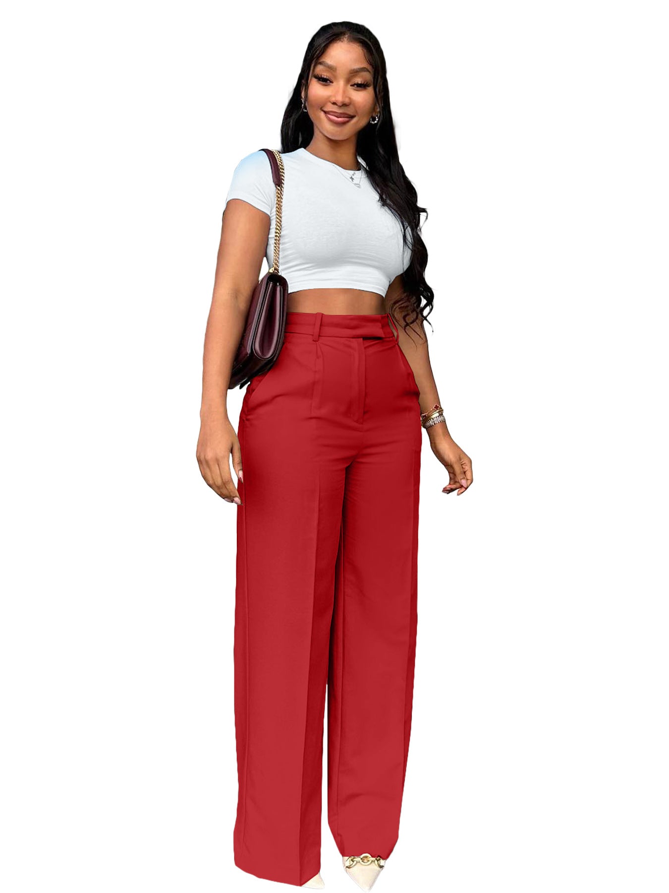 Women's High Waist Wide-Leg Straight Pants