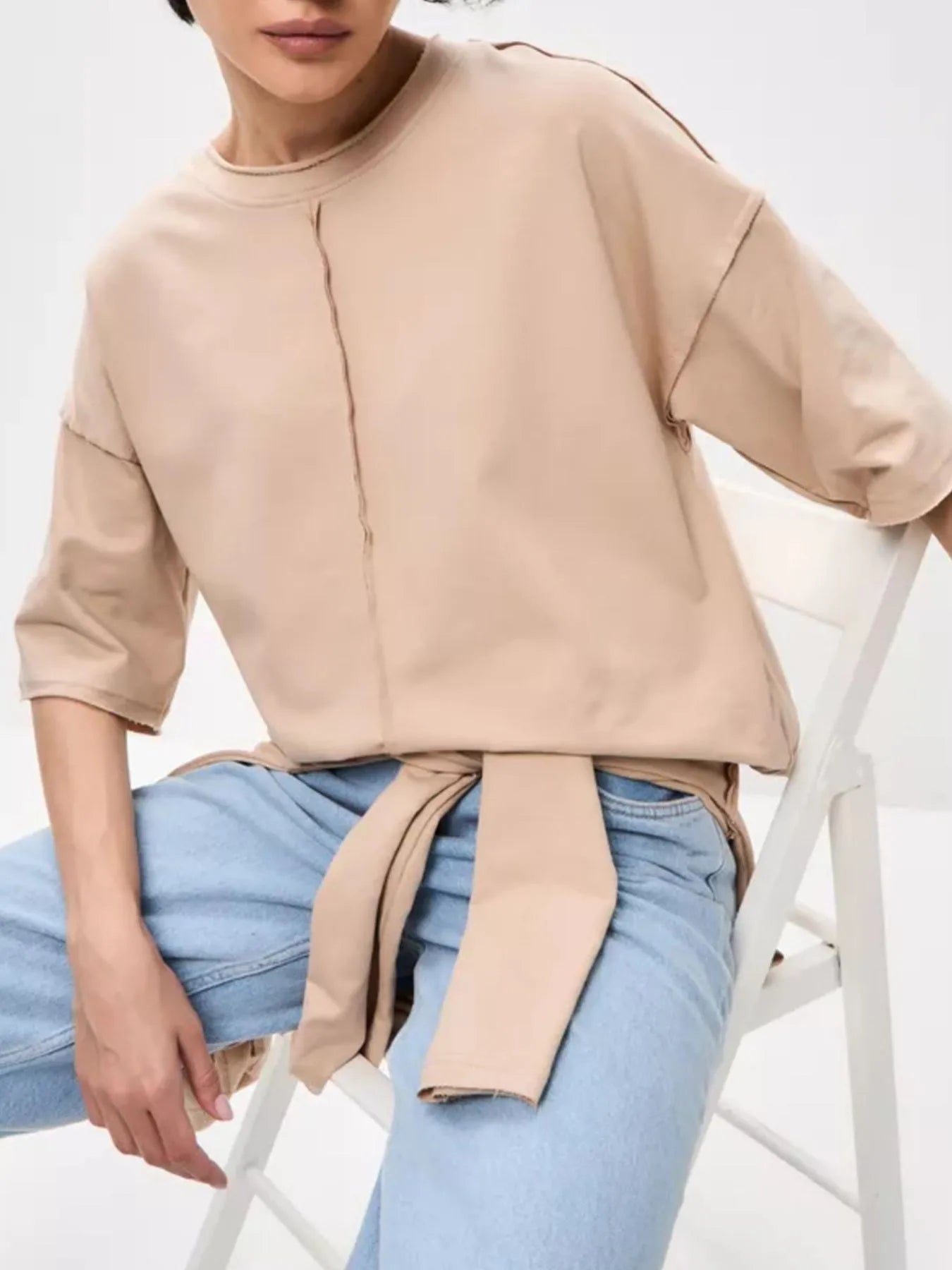 Sarah Express Women's Round Neck Half Sleeve T-Shirt - Oversized Basic Style