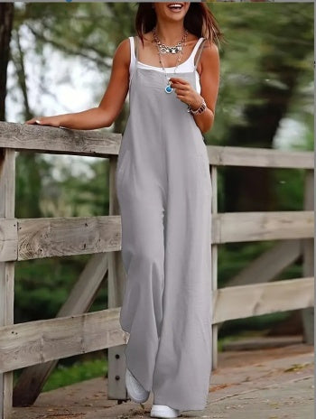 Suspender Wide-Leg Jumpsuit Women's Sleeveless Overall Style