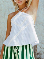 Sarah Express Women's Striped Halter Neck Cami