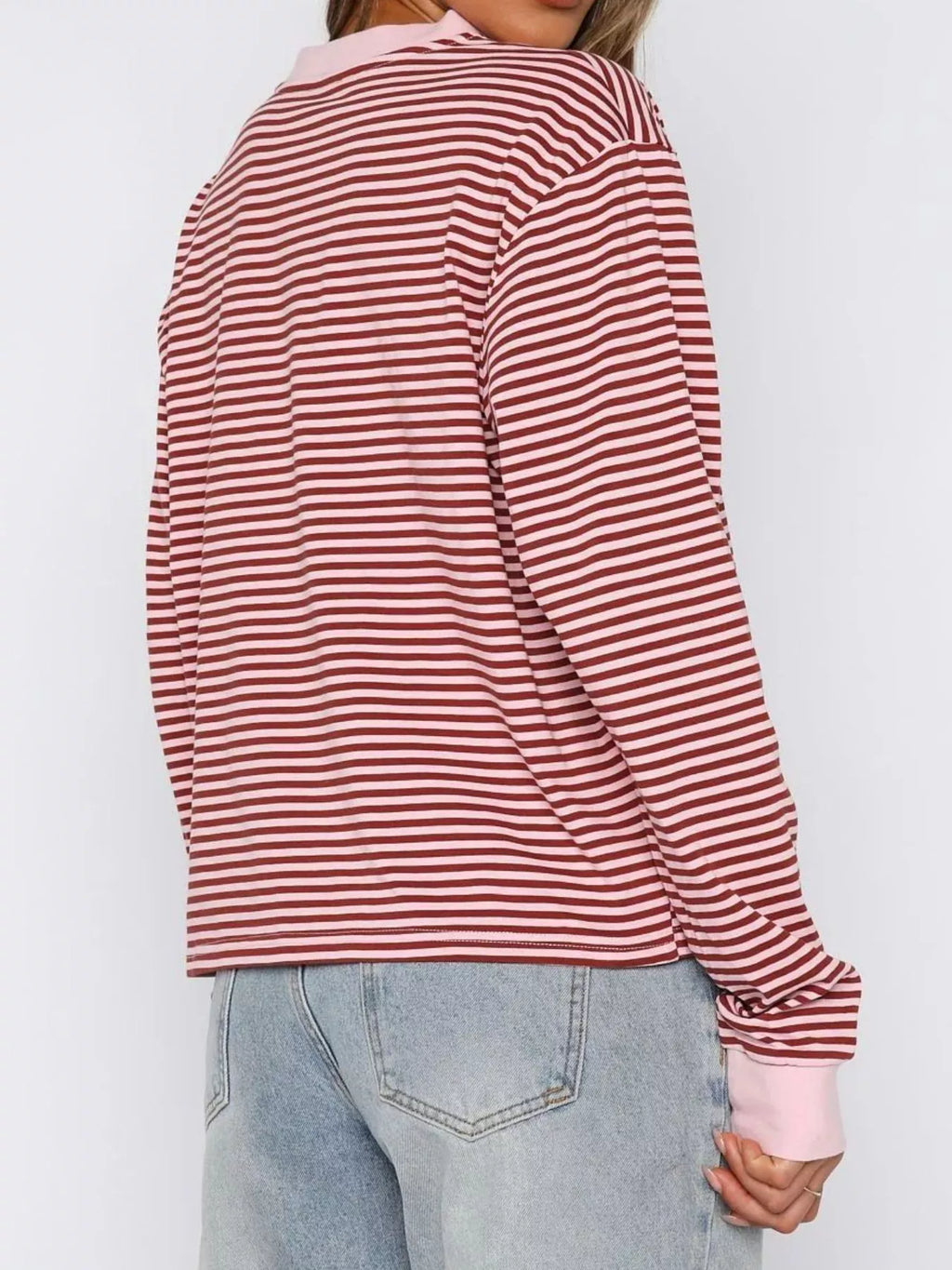 Sarah Express Women's Striped Oversized Round Neck Sweatshirt