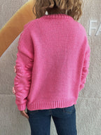 Sarah Express Women's Flower Button Up Long Sleeve Cardigan