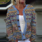 3D Digital Print Cardigan Sweater Knit Coat Women's