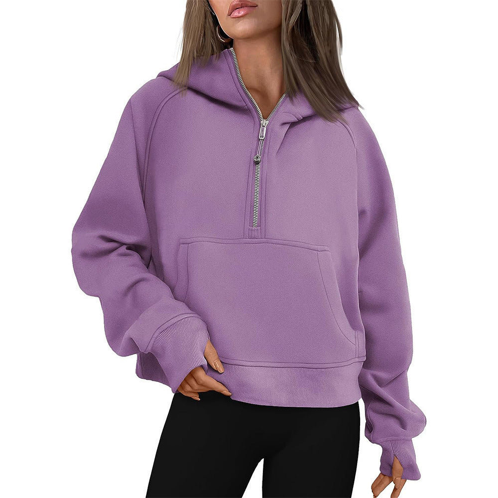Women's Hooded Zipper Sweater Fleece Lined Fall Winter Casual Loose Fit Outerwear