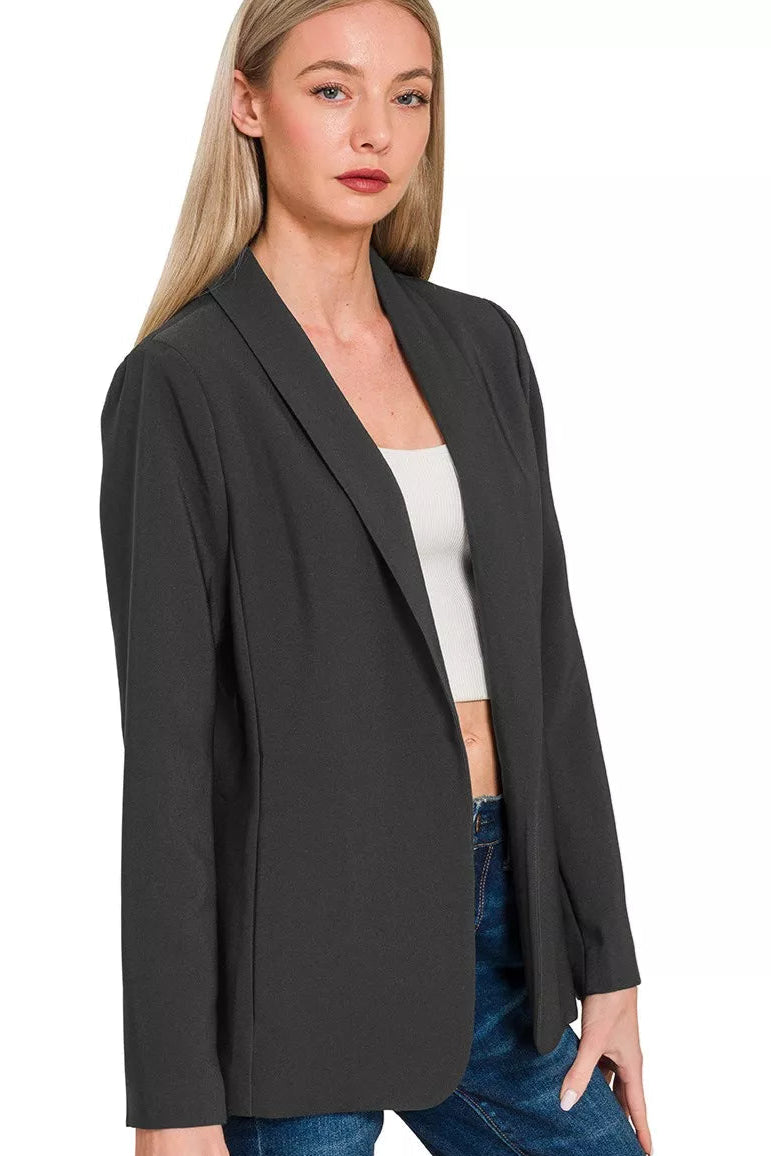 Sarah Express Women’s Lined Open-Front Blazer for Work Office