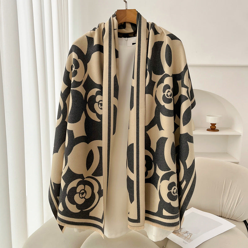 Geometric Ethnic Print Scarf Soft Cashmere-Feel Warm