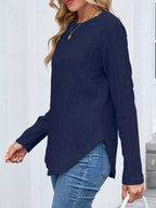 Sarah Express Women's Openwork Textured Long Sleeve Top