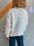 Sarah Express Women's Flower Button Up Long Sleeve Cardigan