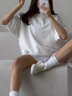 Sarah Express Women's Round Neck Half Sleeve Oversized T-Shirt