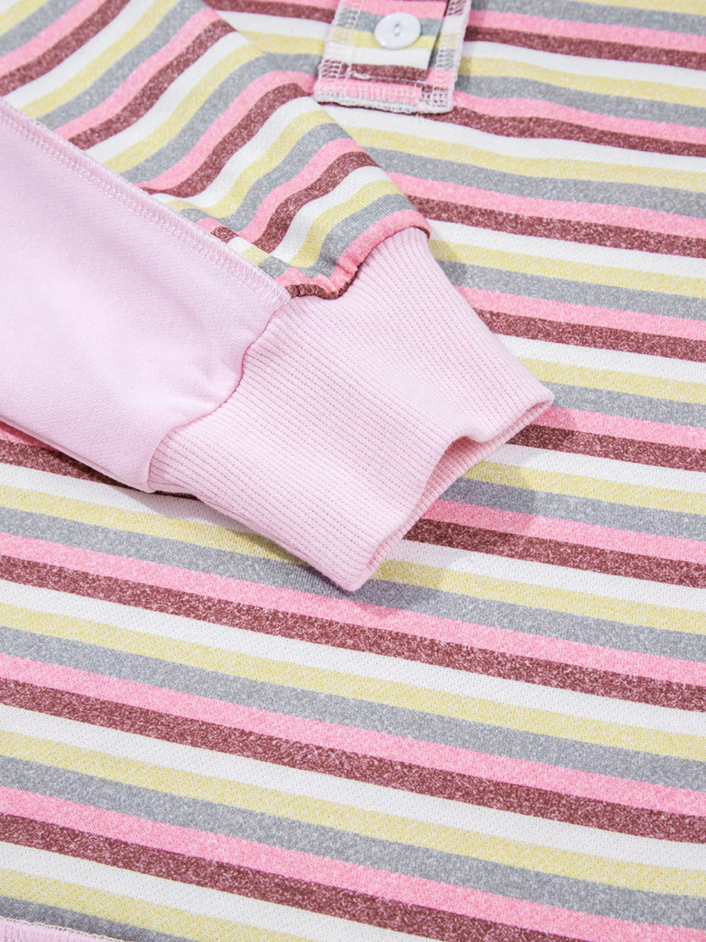 Sarah Express Women's Exposed Seam Color Block Striped Patchwork Loose Henley Sweatshirt