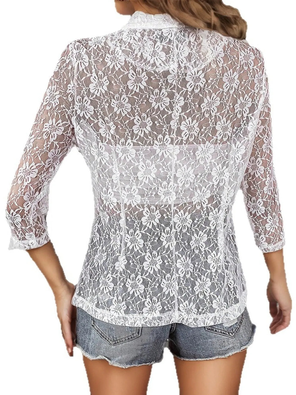 Sarah Express Women's Open Front Lace Cardigan