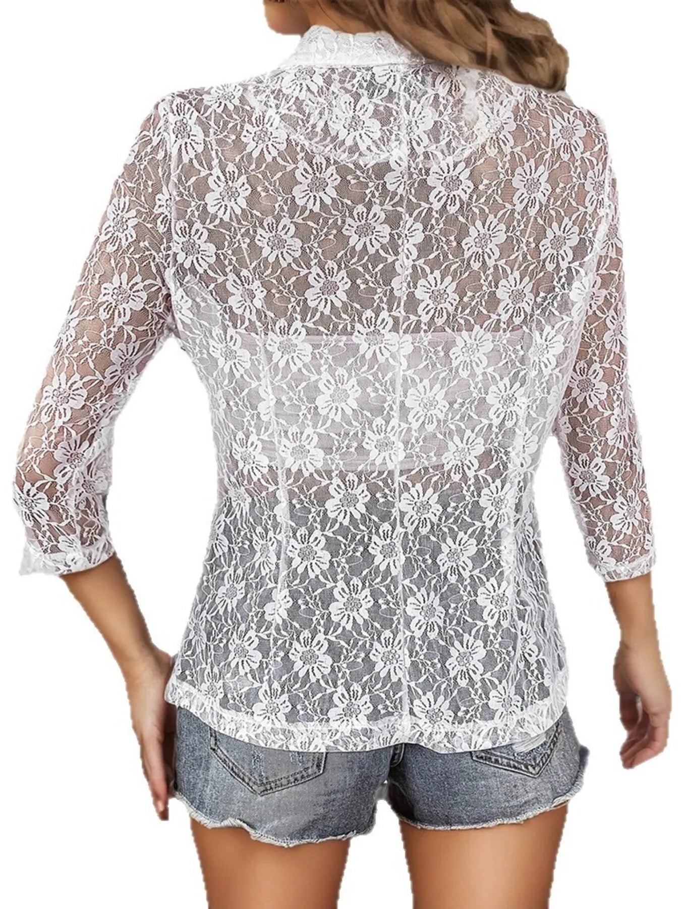 Sarah Express Women's Open Front Lace Cardigan