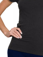 Sarah Express Women's Ribbed Short Sleeve T-Shirt | Round Neck | Rayon Spandex | S-L