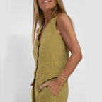 Women's V-Neck Button Vest and Straight Pants Two Piece Set