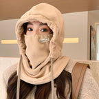 Women's Winter Cycling Hat Windproof Warm Rabbit Fur Dome Crown Beanie