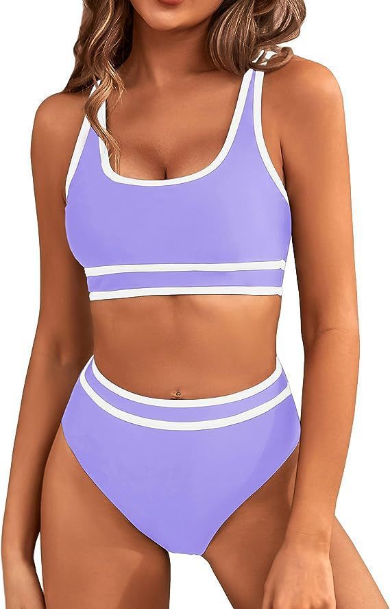 Women's Two-Piece Bikini Set - Tight-Fit Solid Color Swimsuit for Beach Swimming