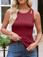 Sarah Express Women's Cutout Round Neck Tank