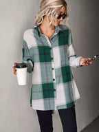Sarah Express Women's Plaid Button-Down Long Sleeve Shirt