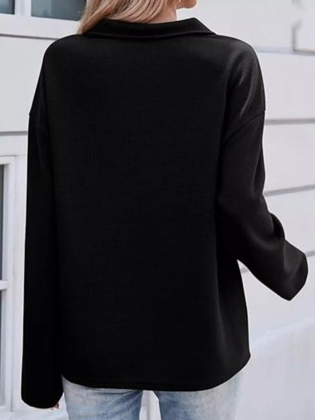 Sarah Express Women's Half Zip Dropped Shoulder Sweatshirt