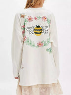 Sarah Express Women's Embroidered Crew Neck Long Sleeve Sweatshirt