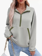 Sarah Express Women's Half Zip Dropped Shoulder Sweatshirt
