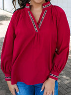 Sarah Express Women's Leopard Notched Long Sleeve Blouse