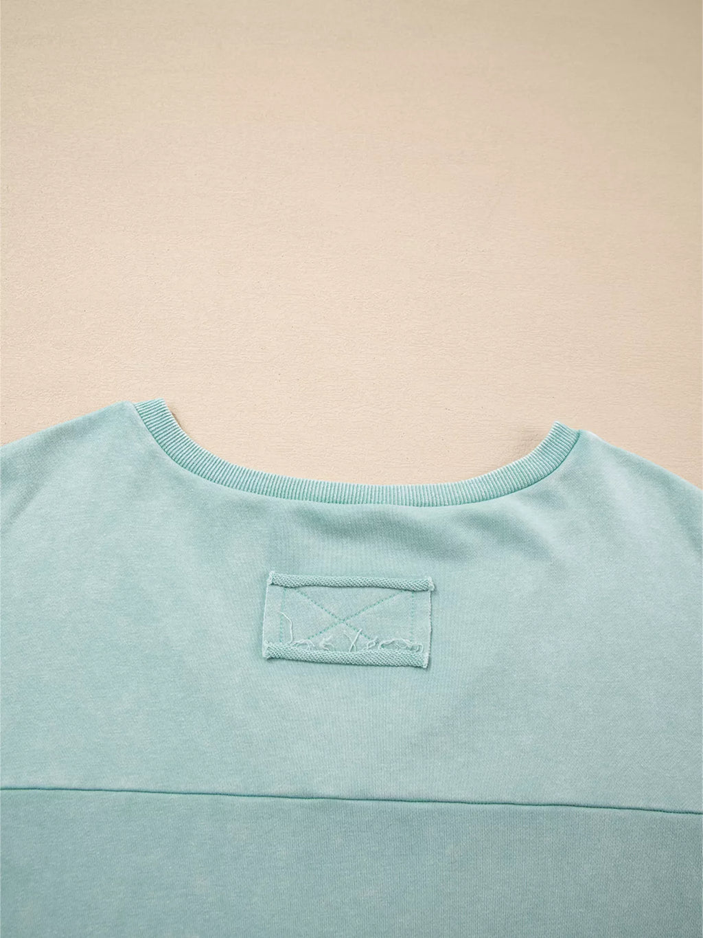 Sarah Express Women's Mineral Wash Exposed Seam Buttoned V Neck Top