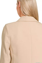 Sarah Express Women’s Lined Open-Front Lapel-Free Blazer for Work Office