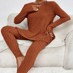 Women's Casual Cotton Two-Piece Matching Set Long Sleeve Top & Trousers