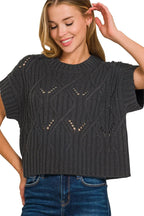 Cable Knit Short Sleeve Sweater