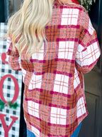 Sarah Express Women's Plaid Button-Down Long Sleeve Shacket