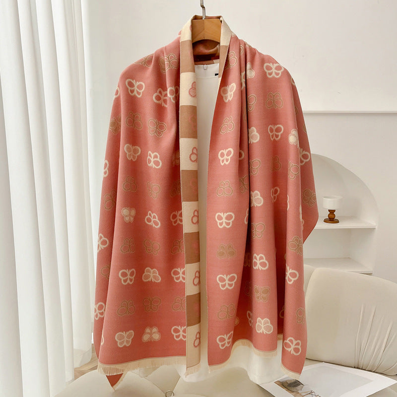 Geometric Ethnic Print Scarf Soft Cashmere-Feel Warm