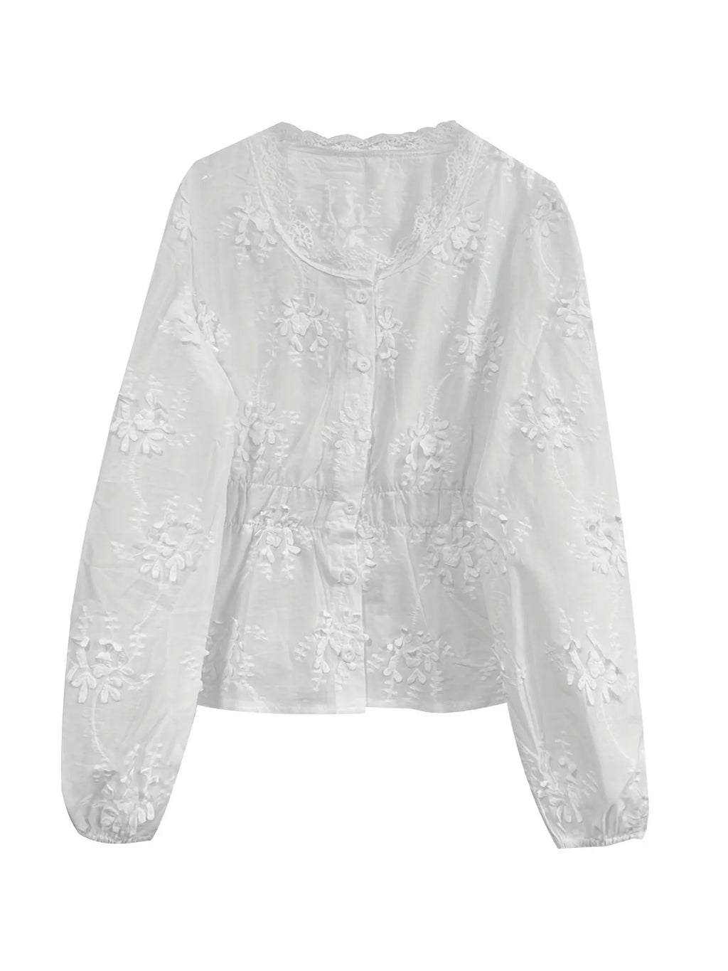 Sarah Express Women's Lace Detail Button Up Shirt
