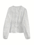 Sarah Express Women's Lace Detail Button Up Shirt