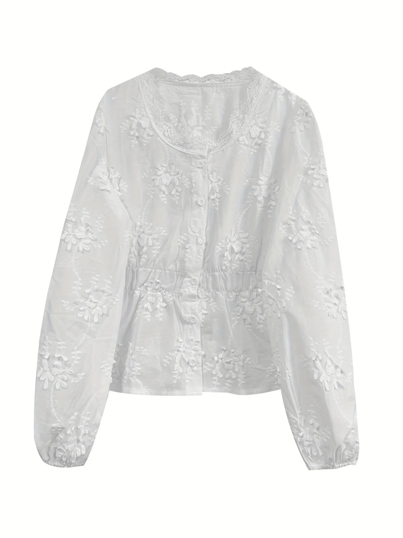 Sarah Express Women's Lace Detail Button Up Shirt
