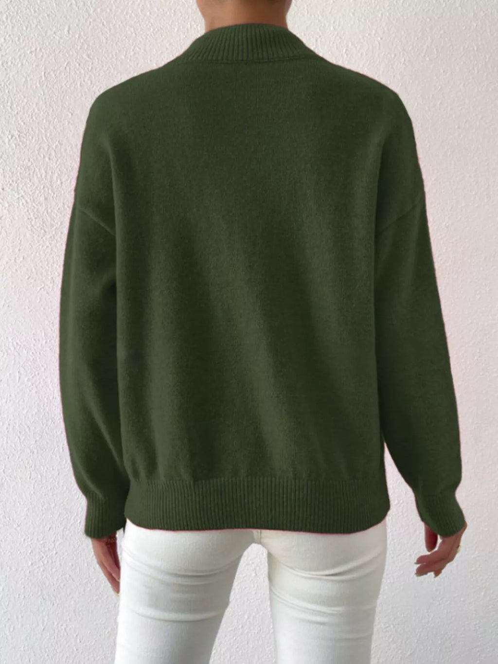 Sarah Express Women's Mock Neck Dropped Shoulder Sweater